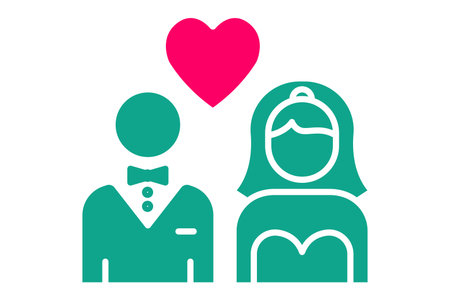 couple icon. groom with bride. icon related to wedding. solid icon style. wedding element illustrationのイラスト素材