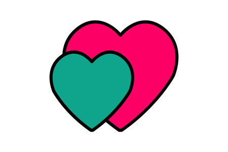 heart icon. two hearts. flat line icon style. wedding element illustrationのイラスト素材