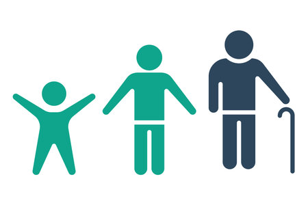 generation icon. children to old age. icon related to elderly. solid icon style. old age element...