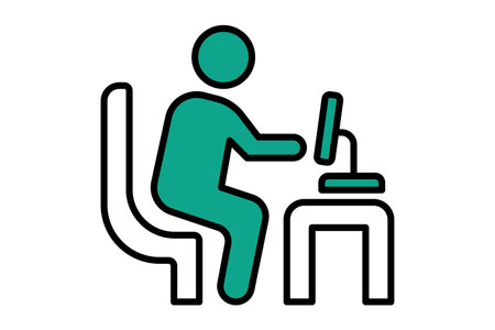 IT manager icon. person in front of a computer. icon related to information technology. flat line icon style. technology element vector illustrationのイラスト素材