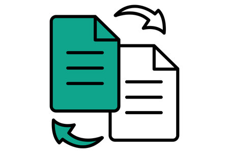 data transfer icon. notes with arrow. icon related to information technology. flat line icon style. technology element vector illustrationのイラスト素材