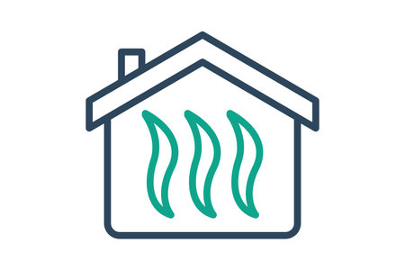 Heating icon. house with heat. icon related to utilities. line icon style. utilities elements vector illustrationのイラスト素材