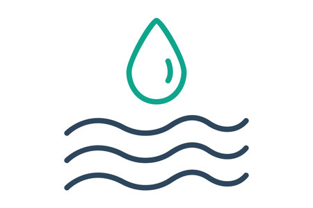Storm water icon. water droplets with water below. icon related to utilities. line icon style. utilities elements vector illustrationのイラスト素材