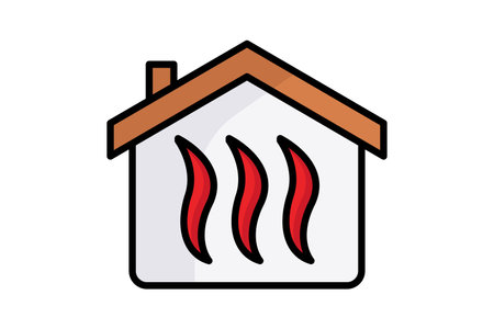 Heating icon. house with heat. icon related to utilities. colored outline icon style. utilities elements vector illustrationのイラスト素材