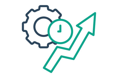 Productivity icon. line icon style. gear with clock and arrow. icon related to efficiency. productivity elements vector illustrationのイラスト素材
