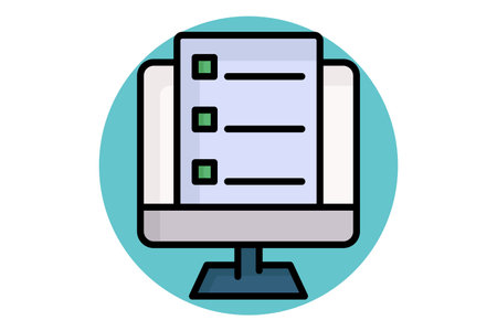 Registration colored outline icon. monitor with document. icon related to online course. education elements vector illustrationのイラスト素材