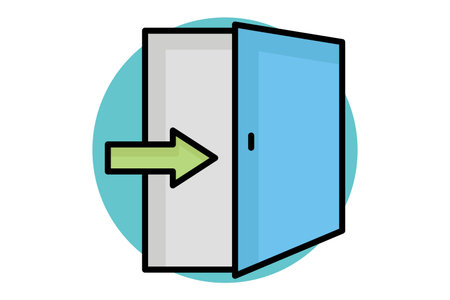 Entrance icon. colored outline icon style. open door with arrow. hotel elements vector illustrationのイラスト素材