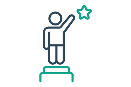 Ambition icon. line icon style. person with podium and star. icon related to motivation. success elements vector illustrationのイラスト素材