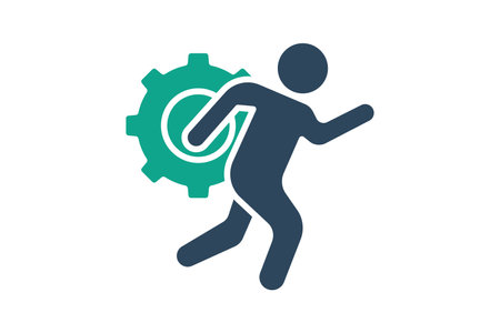Action icon. solid icon style. run with gear. icon related to motivation. success elements vector illustrationのイラスト素材