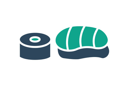 Sushi icon. solid icon style. icon related to meal. meal elements vector illustrationのイラスト素材
