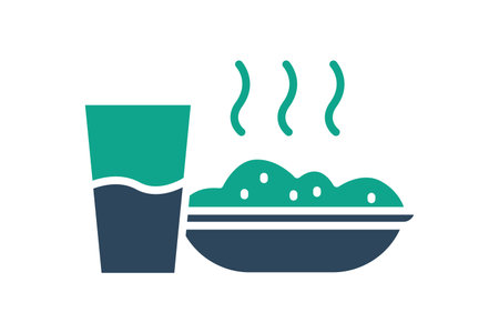 Meal icon. solid icon style. rice plate with glass. icon related to meal. meal elements vector illustrationのイラスト素材