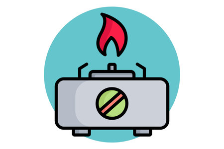 Stove icon. colored outline icon style. icon related to kitchen. meal elements vector illustrationのイラスト素材