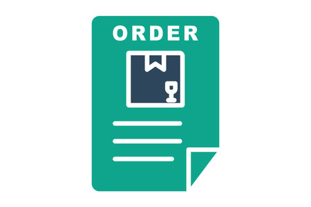 Order icon. solid icon style. document with product. icon related to procurement. procurement management elements vector illustrationのイラスト素材