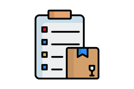 Procurement icon. colored outline icon style. checklist with product. icon related to procurement. procurement management elements vector illustrationのイラスト素材