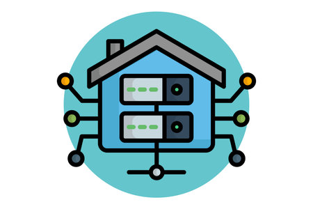 Data warehouse icon. colored outline icon style. icon related to IT. network elements vector illustrationのイラスト素材