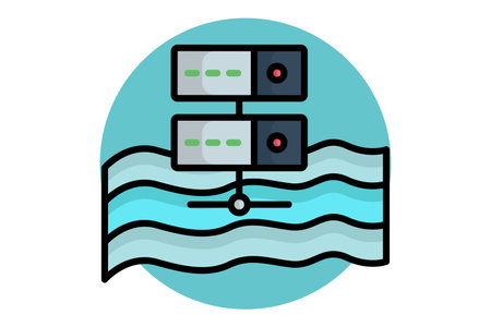 Data lake icon. colored outline icon style. icon related to IT. IT architecture elements vector illustrationのイラスト素材