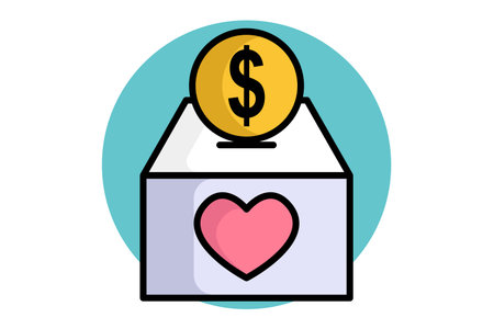 Donate box icon. colored outline icon style. icon related to charity. donation elements vector illustrationのイラスト素材