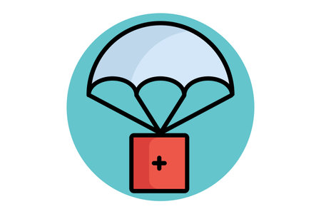 Airdrop icon. colored outline icon style. health airdrop. icon related to charity. donation elements vector illustrationのイラスト素材