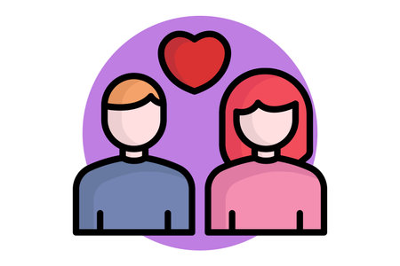 Couple icon. colored outline icon style. people with heart. icon related to valentine. valentine day elements vector illustrationのイラスト素材