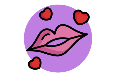 Kiss icon. colored outline icon style. icon related to valentine. valentine day elements vector illustrationのイラスト素材