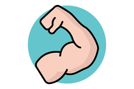 Muscles icon. colored outline icon style. strong hand. icon related to gym and fitness. gym elements vector illustrationのイラスト素材