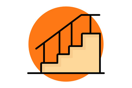 Stair icon. colored outline icon style. icon related to furniture. furniture elements vector illustrationのイラスト素材