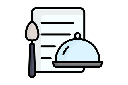 Restaurant icon. colored outline icon style. icon related to places to eat. catering elements vector illustrationのイラスト素材