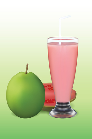Realistic Guava and Fresh Juiceのイラスト素材