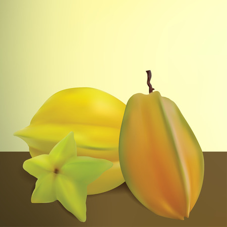 Realistic Vector Star Fruit With Classic Backgroundのイラスト素材