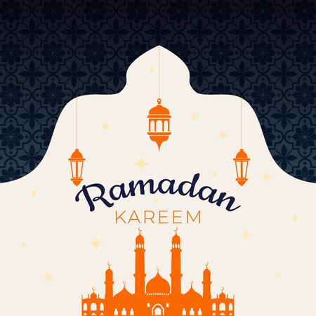 Islamic Ramadan Kareem Background with Beautiful Pattern and Ornamentのイラスト素材