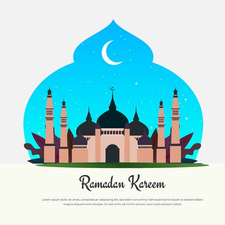Flat Design Mosque in Islamic Ramadan Momentのイラスト素材