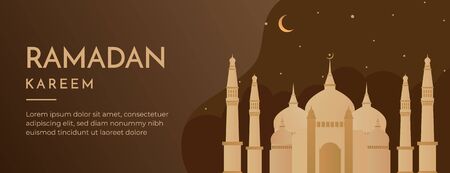 Ramadan Kareem Banner With Flat Style Designのイラスト素材