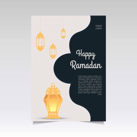 Simple Ramadan Iftar Flyer Design With Lantern Decorationのイラスト素材