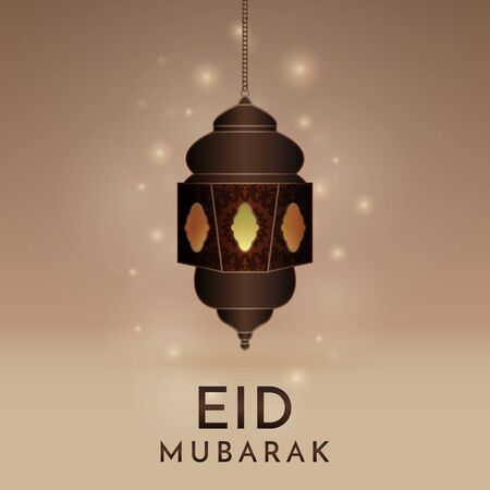 Eid Mubarak Vector  With Realistic Lantern In Islamic Momentのイラスト素材