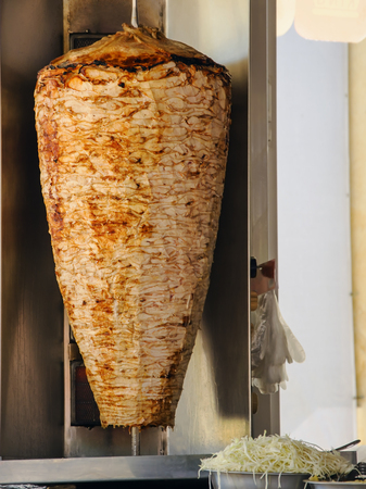 Doner Kebab On Rotating Vertical Spit in the eastの写真素材