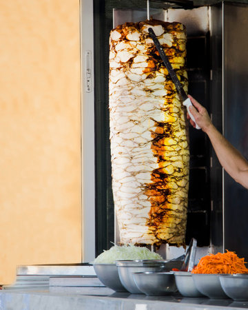 Doner Kebab On Rotating Vertical Spit in the east