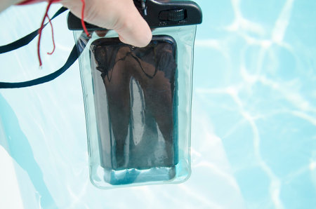 waterproof smartphone case for taking pictures underwater in hands