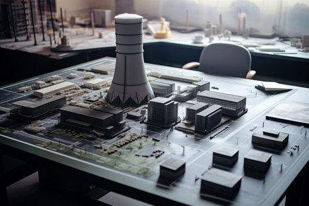 nuclear power plant on a table in the officeの素材