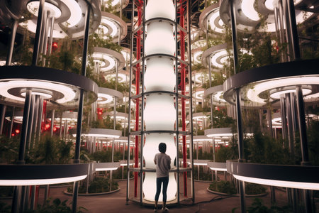 Young businessman standing in a modern office building. Business people concept.の素材