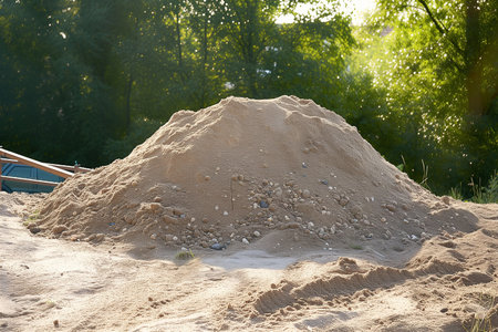 Pile of sand on the beach in summer. Sand pile.の素材