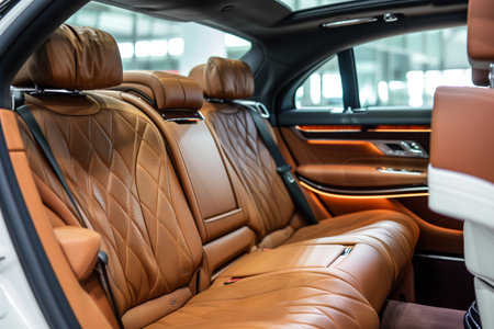 Interior of a modern car with leather seats. Modern car interiorの素材
