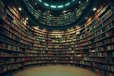 Interior of an old library with a lot of books.の素材