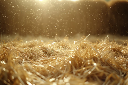 abstract background of golden hay with bokeh effect and sunlightの素材