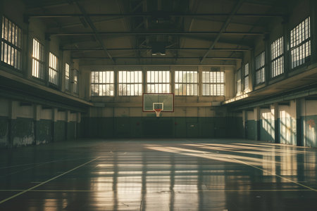 basketball court in old school, vintage color toneの素材