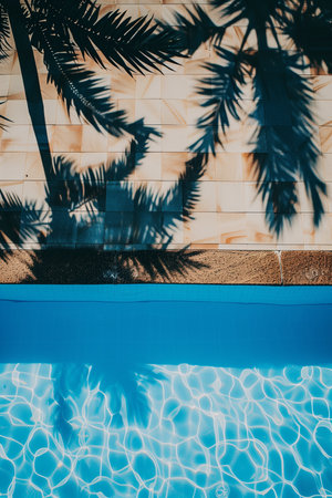 Beautiful luxury outdoor swimming pool with palm tree in hotel resort - Vintage Light Filterの素材