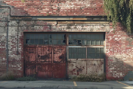 Abandoned warehouse and garage in San Francisco, California, USAの素材