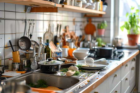 Kitchen utensils and utensils in modern kitchen.の素材