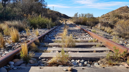 old train track abandoned years agoの写真素材