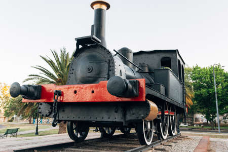 Old Vintage Steam Engine blackの写真素材
