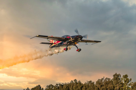 General Alvear, Argentina, December 6, 2020: aerial demonstration with stunt plane